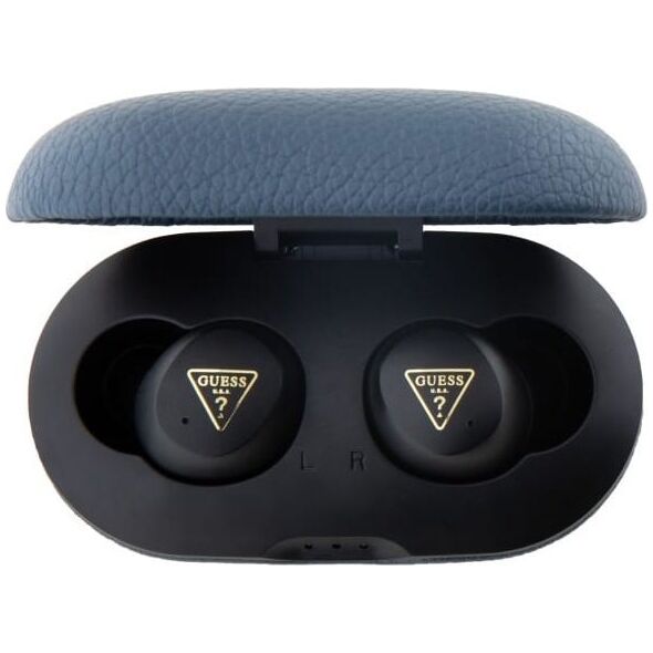 Słuchawki Guess Guess Bluetooth headphones GUTWSPGTSPSB TWS + docking station blue/blue Grained Classic Logo