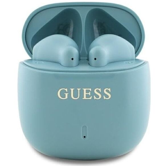 Słuchawki Guess Guess Bluetooth headphones GUTWSJ14ESGQ TWS + docking station turquoise/turquoise Printed Classic Logo