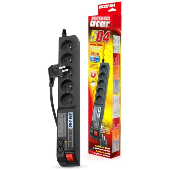 Listwa zasilająca Acar 504WF przeciwprzepięciowa 5 gniazd 1.5 m czarna (W0072)