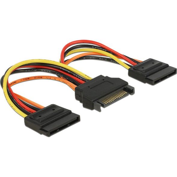Delock SATA 15-pin - SATA 15-pin x2, 0.15m, Wielokolorowy (60143) 1204108 4043619601431