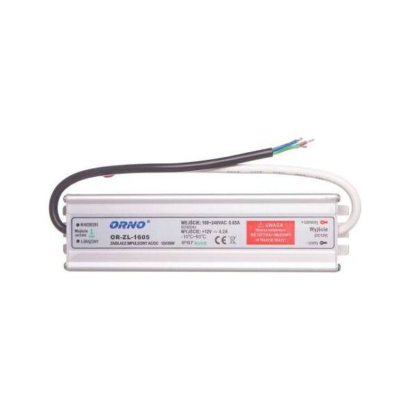 Orno Zasilacz do oświetlenia LED 90-265V AC/12V DC 50W IP67 (OR-ZL-1605) 3378858 5901752482777