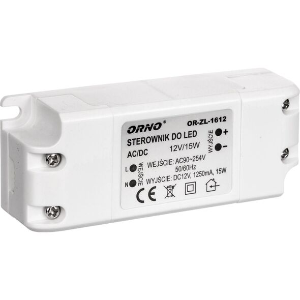 Orno Zasilacz LED 12V DC 15W 1,25A IP20 (OR-ZL-1612) 3383958 5901752486829