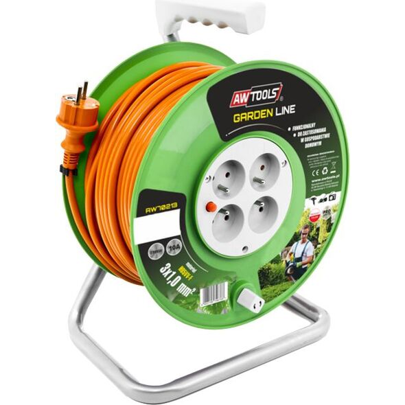 AWTools Przedłużacz bębnowy Garden Line 3 x 1mm 10A 4 gniazda pomarańczowy 30m (AW70214) 3387070 5902198746775
