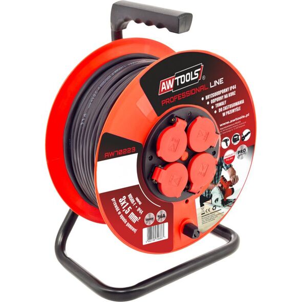AWTools Przedłużacz bębnowy Professional 3 x 1,5mm 16A IP44 40m (AW70222) 3387078 5902198746850