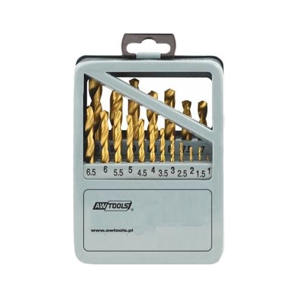 Wiertło AWTools do metalu tytanowe walcowe 1,5 2 7 4,5 4 5,5 5 1 3 2,5 3,5 6 10 10,5 11 11,5 12 12,5 13 6,5 7,5 8 8,5 9 9,5mm zestaw (AW42325) 4084361 5902198745341