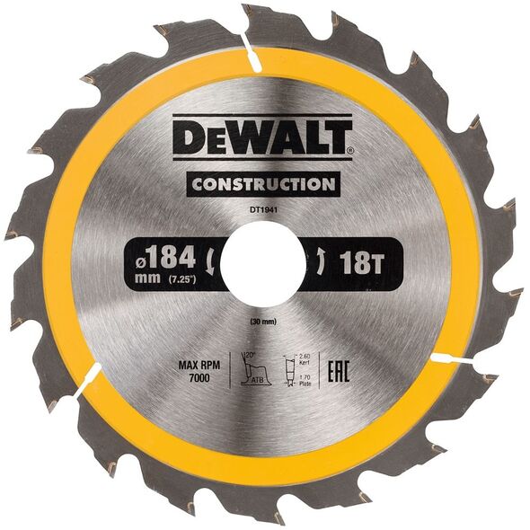 Dewalt Piła tarczowa 184x30mmx18z - DT1941-QZ 4084891 5035048095584