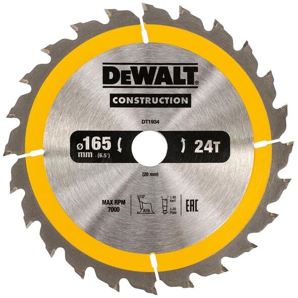 Dewalt Piła tarczowa 165x20mmx24z - DT1934-QZ 4084915 5035048095515