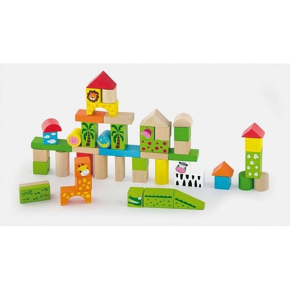 Viga Klocki 50 Elementów - Zoo (0841, Viga) 4135316 6934510502867