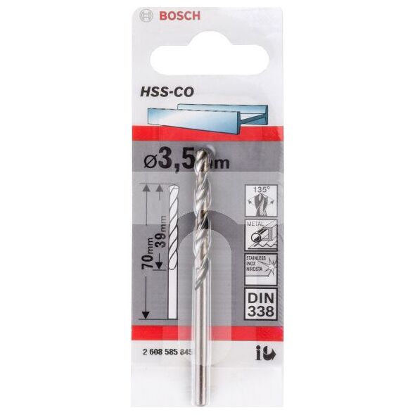Wiertło Bosch do metalu kobaltowe walcowe 3,5mm  (2.608.585.845) 4642623 3165140520805