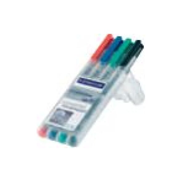 Staedtler LUMOCOLOR Flamaster suchościeralny OHP M, 4 kolory w etui (STA018) 4670010 4007817309278