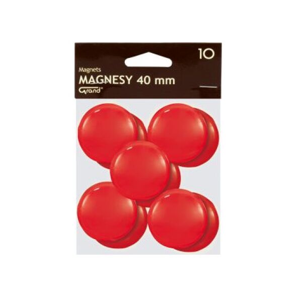 KW Trade Magnesy Grand 40 mm czerwone op. 10 sztuk 4696915 5903364258733