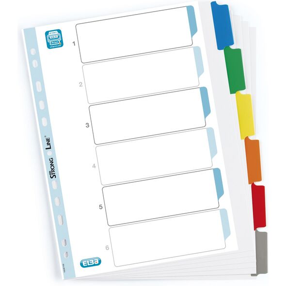 Elba Przekładki kartonowe Elba A4+ mylar, kolorowe, 6 kart, wzmocnione indeksy 4698156 3045055665887