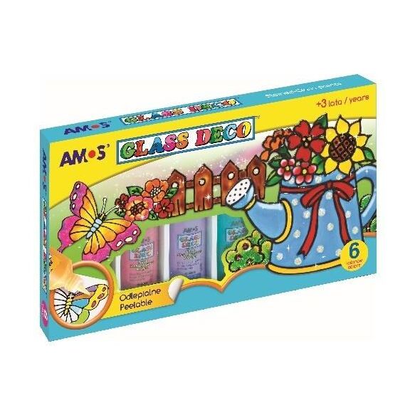 Amos Farby witrażowe Glass Deco 6 kolorów AMOS 4911049 8802946500260