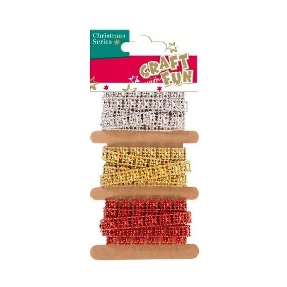 Craft with Fun Taśma ozdobna brokatowa 3mix x 1m 4997384 5902643680906
