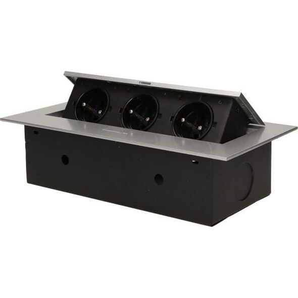 Orno Gniazda wpuszczane w blat 3x250V AC z płaskim rantem czarne (OR-AE-1371/B) 5011218 5901752488465