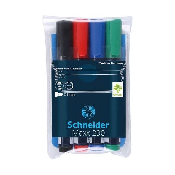 Schneider ZESTAW MARKERÓW DO TABLIC MAXX 290 SCHNEIDER 4 KOLORY 5288066 4004675000842
