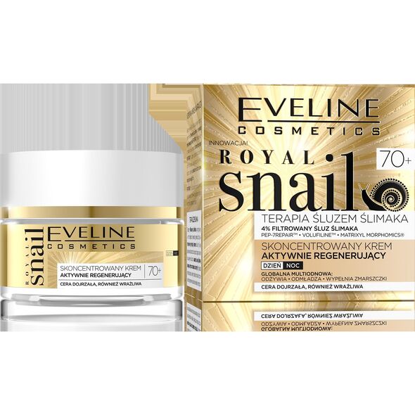 Eveline Royal Snail 70+ Skoncentrowany Krem aktywnie regenerujący na dzień i noc 50ml 5307546 5901761980998