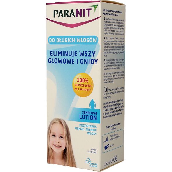 Lactacyd PARANIT Sensitive Lotion eliminujący wszy i gnidy do włosów długich 150ml 5635219 5391520941252