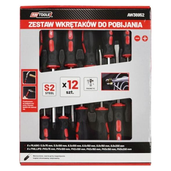 AWTools Zestaw wkrętaków do pobijania 12szt. (AW36952) 5772665 5903041034285