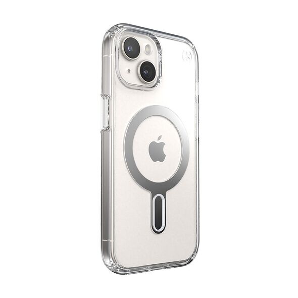 Speck Presidio Perfect-Clear ClickLock MagSafe Apple iPhone 15 (Clear/Chrome Finish/Serene Silver)