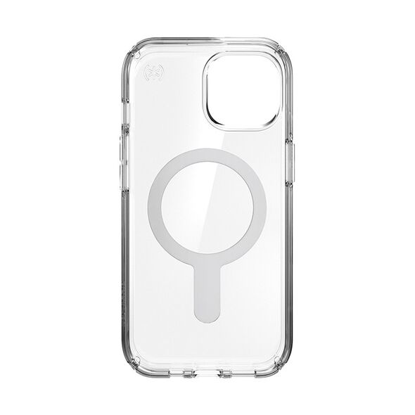 Speck Presidio Perfect-Clear ClickLock MagSafe Apple iPhone 15 (Clear/Chrome Finish/Serene Silver)