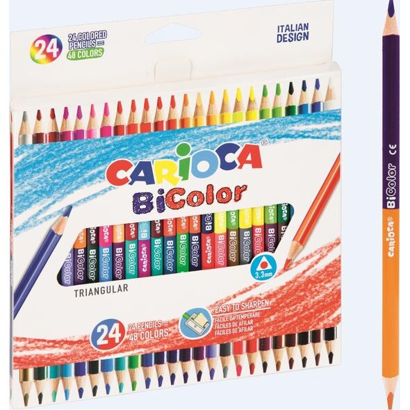 Carioca Kredki ołówkowe trójkątne BiColor 24/48 CARIOCA 6019783 8003511430313