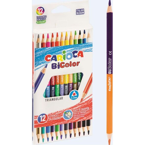 Carioca Kredki ołówkowe trójkątne BiColor 12/24 CARIOCA 6071806 8003511429911