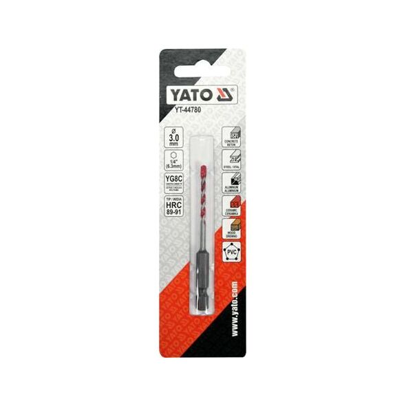 Wiertło Yato sześciokątne 3mm  (YT-44780) 6225590 5906083038297
