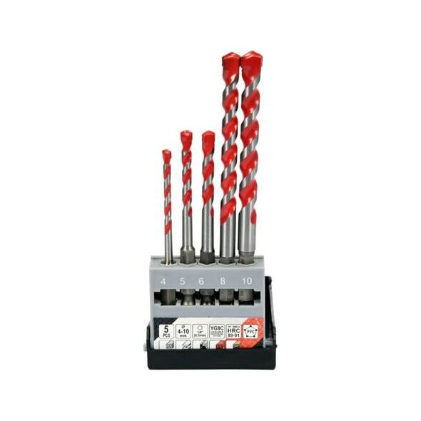 Wiertło Yato `Wiertło uniwersalne kpl.4,0-10 mm.uchwyt 1/4"Hex kpl. 5szt.(beton,ceramika,stal,alum.,PCV,drewno) 6225598 5906083038372