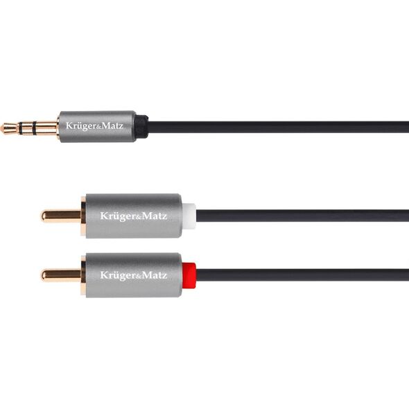 Kabel Kruger&Matz Jack 3.5mm - RCA (Cinch) x2 1.8m srebrny (5070) 6228105 5901890033114