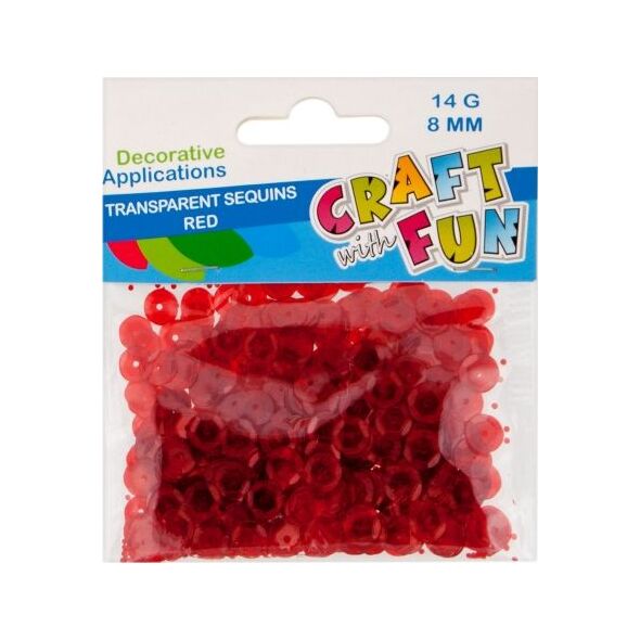Craft with Fun CF CEKINY TRANSPARENT GUZIK 8MM CZERWONY 40/400 6301215 5903246461398