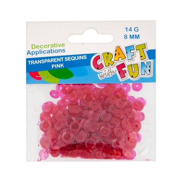 Craft with Fun CF CEKINY TRANSPARENT GUZIK 8MM ROZOWY 40/400 6301222 5903246461381