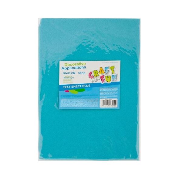 Craft with Fun CF OZDOBA DEK FILC ARKUSZ 20X30/5SZT NIEB 40/80 6302535 5903246461244