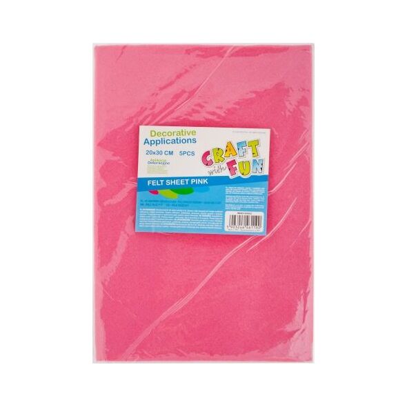 Craft with Fun CF OZDOBA DEK FILC ARKUSZ 20X30/5SZT ROZ 40/80 6302538 5903246461190