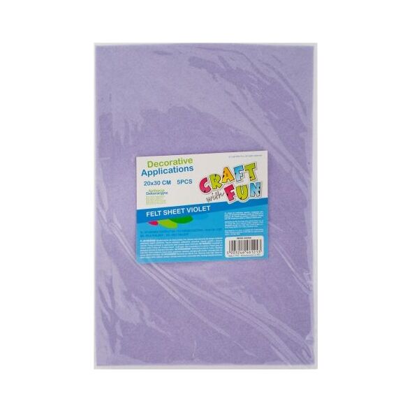 Craft with Fun CF OZDOBA DEK FILC ARKUSZ 20X30/5SZT FIOL 40/80 6302539 5903246461213