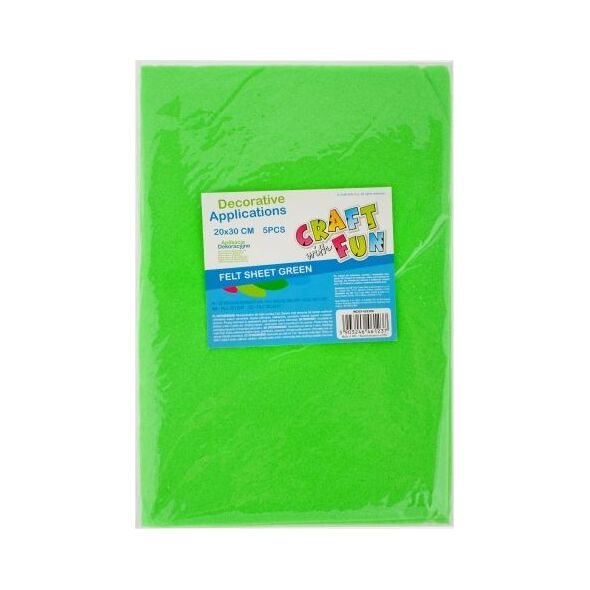 Craft with Fun CF OZDOBA DEK FILC ARKUSZ 20X30/5SZT ZIEL 40/80 6302540 5903246461237