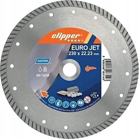 Norton Clipper TARCZA DIAMENTOWA 230x22,2mm CIĄGŁA TURBO PRO EURO JET NORTON CLIPPER - 70184610267 6411274 5450248005223