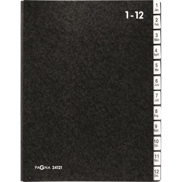 Pagna Teczka Pultordner Classic 12 Fächer 1-12/Jan-Dez schwarz 6415358 4013951002050