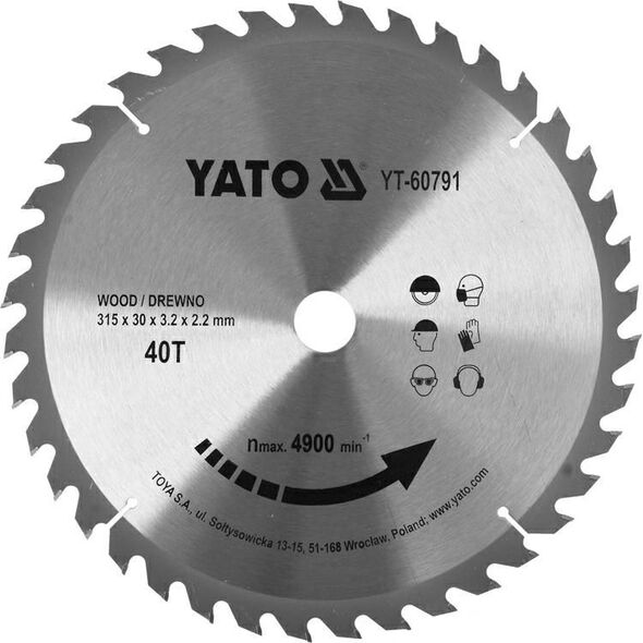 Yato YATO PIŁA TARCZ.WID. 315*40*30 60791 YT-60791 6418325 5906083053108