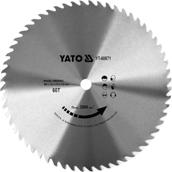 Yato YATO PIŁA TARCZOWA BEZ WIDII 500*60*32 60871 YT-60871 6418327 5906083053146
