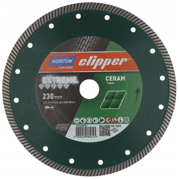 Norton Clipper Clipper tarcza diamentowa EXTREME CERAMIC TURBO H10  230x25.4 (70184627653) 6420814 5450248385813
