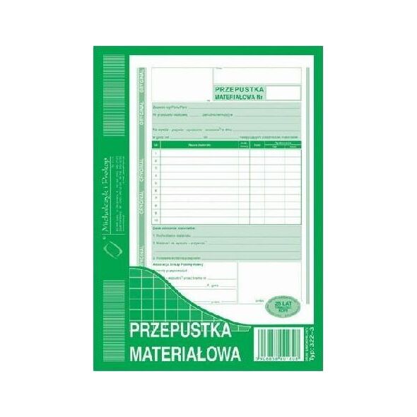 Michalczyk & Prokop Przepustka materiałowa 322-3 6425187 5906858001808
