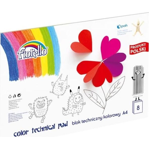 Fiorello Blok techniczny A4 8k kolorowy 6488010 5903364254797
