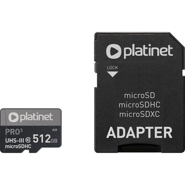Karta Platinet Pro MicroSDXC 512 GB Class 10 UHS-III/U3 A2  (PMMSDX512UIII) 6503774 5907595450959