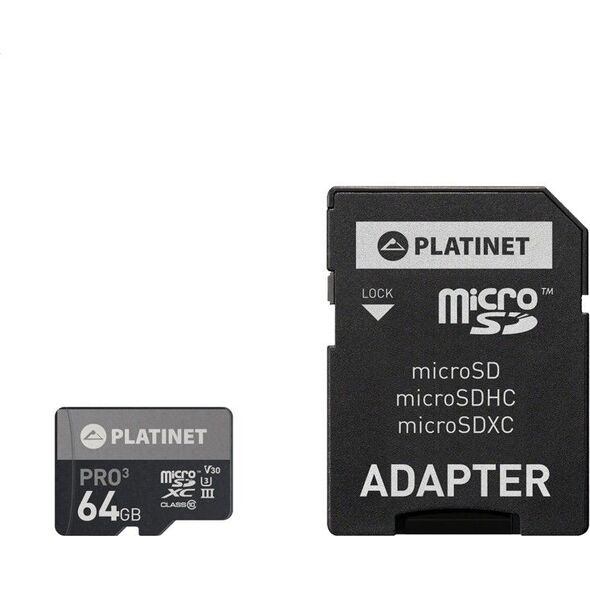 Karta Platinet Pro MicroSDXC 64 GB Class 10 U3 A1 V30 (PMMSDX64UIII) 6503775 5907595439992