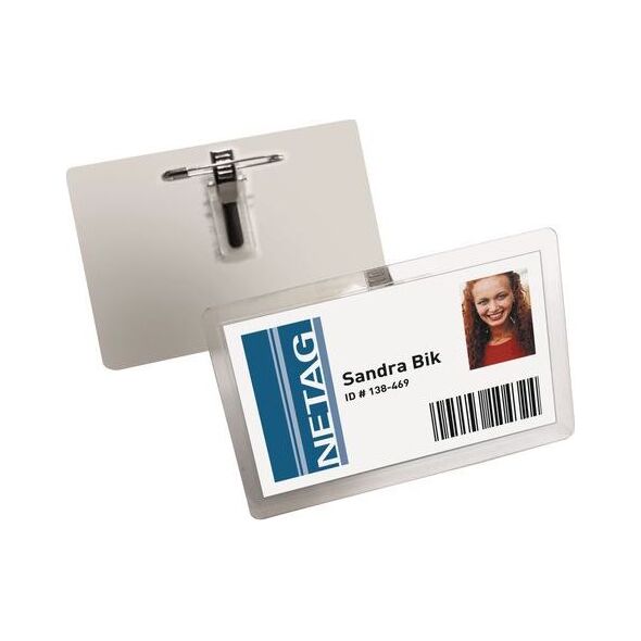 Staples DURABLE Identyfikator samolaminujacy z kombi klipem, 25 sztuk 6605035 4005546806228
