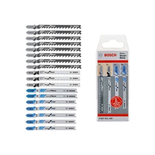 Bosch brzeszczot T zestaw EEU drewno-metal 18 sztuk (2607011439) 6609454 2010003303808