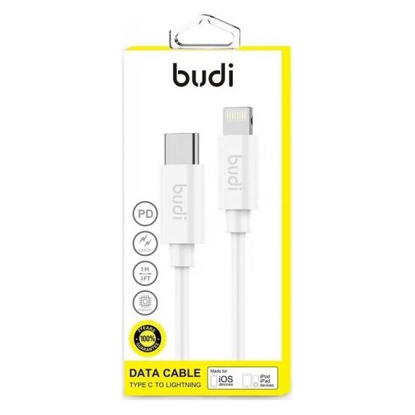 Kabel USB Budi USB-C - Lightning 1 m Biały (BD195) 6642314 6971536923665
