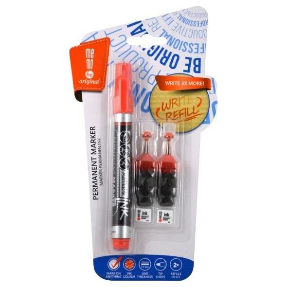 MemoBe Marker permanentny + 2 ampułki czerwony MemoBe 6660216 5903273503337