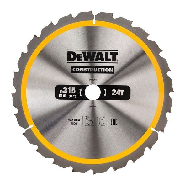 Dewalt piła tarczowa 315x30mm x 24 zębów (DT1961-QZ) 6665037 5035048095782